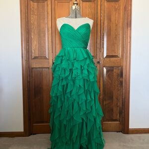Elegant Green Strapless Floor Length Dress